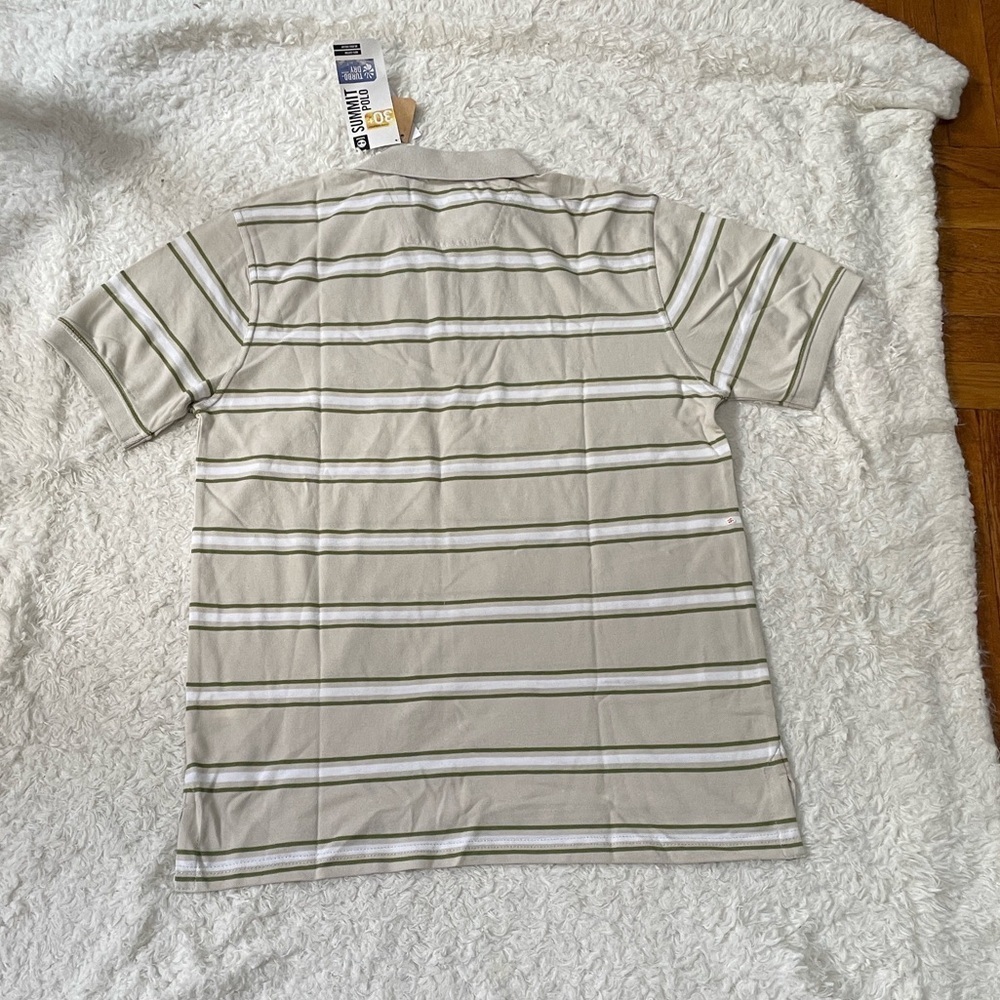 Timberland Beige and Olive Striped Polo Shirt - Picture 7 of 12